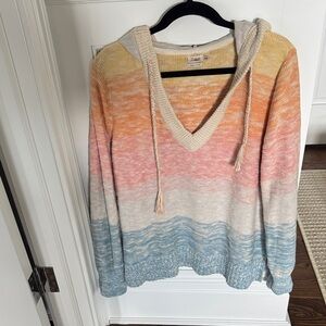 Faherty Multicolor V-Neck Sweater with Hood